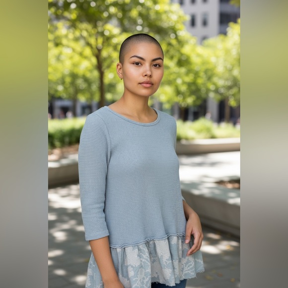 Dylan Light Blue Textured Blouse - Picture 1 of 2